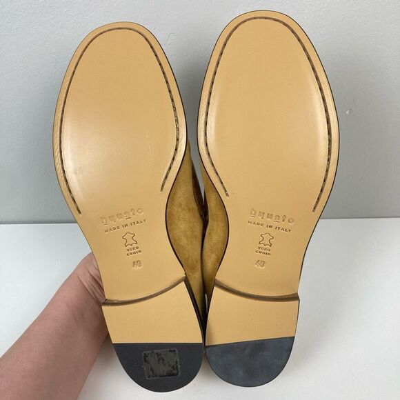 Hyusto Mick Moccasin Light Brown Mustard Yellow Suede Gold Brass Loafers 40 EUR - Picture 7 of 9